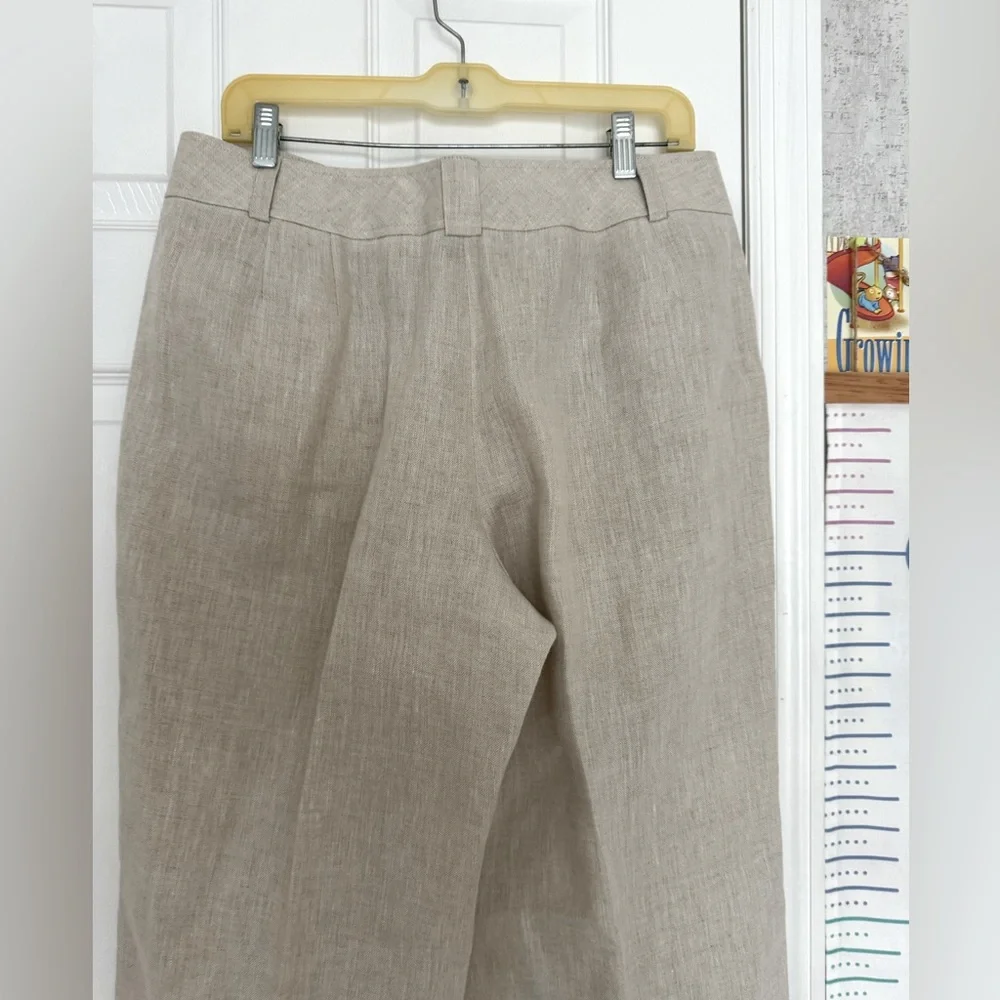 Talbots Pure linen Petite 14 women’s wide leg tan pants - Picture 6 of 8
